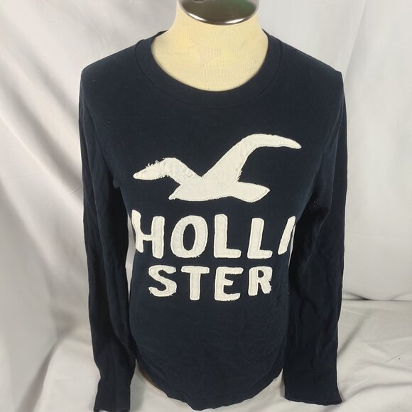 Women's Hollister Blue Long Sleeve Pullover Crew Neck T-Shirt Size Small - Picture 1 of 6